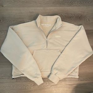 SET Active Half-Zip Sweatshirt — Size Small, Macadamia